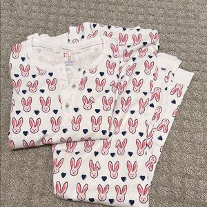 Roller Rabbit Pink and Navy Bunny Print Kids Pajamas